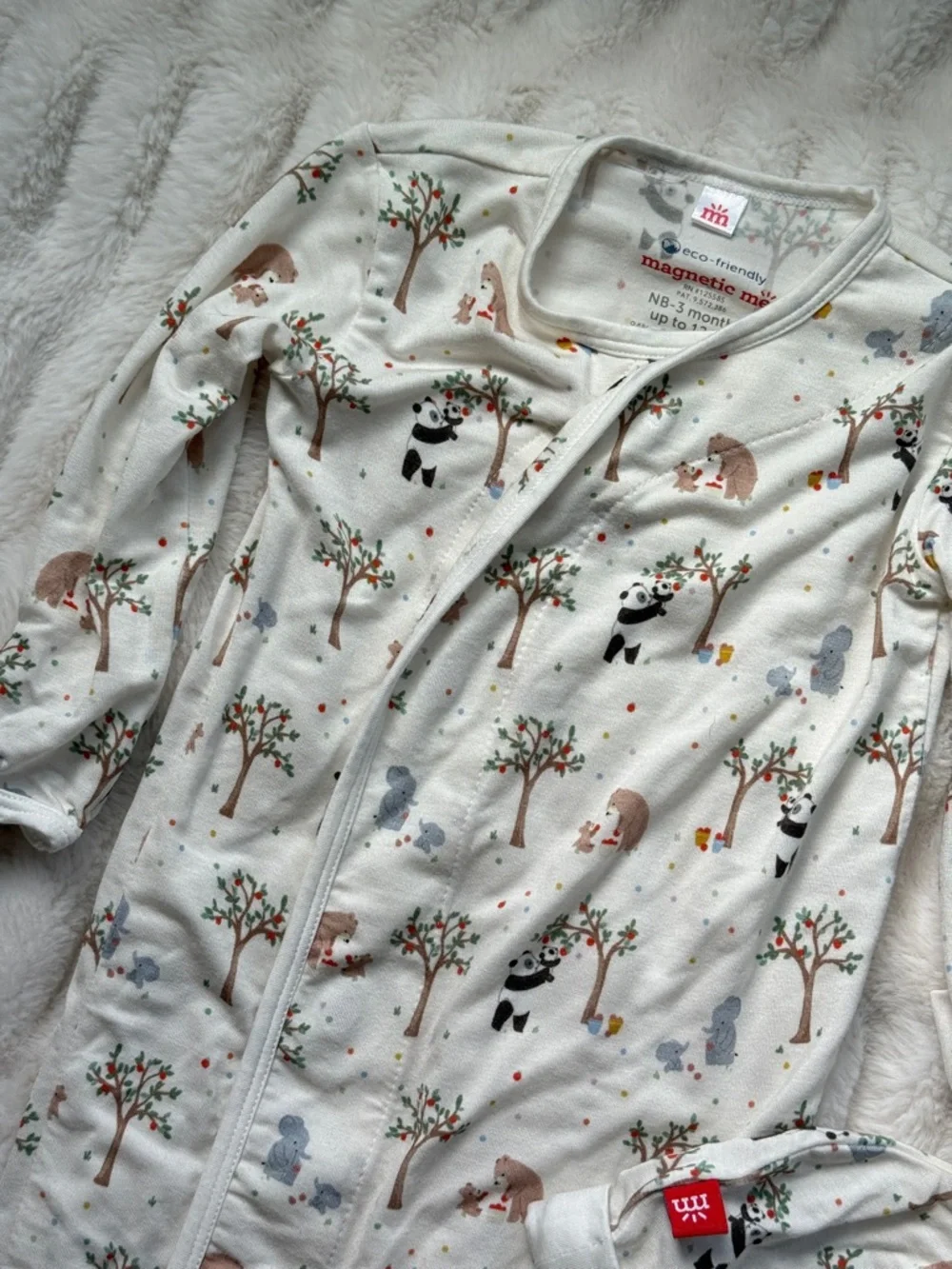 Magnetic Me Cream Woodland Animal Swaddle Gown and Hat - Unisex Kids Pajamas